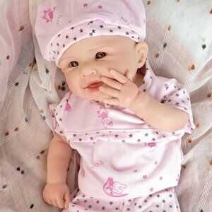 19.49in Full Silicone Non Vinyl ivory Smiling Baby Dolls BOY Reborn Baby Doll